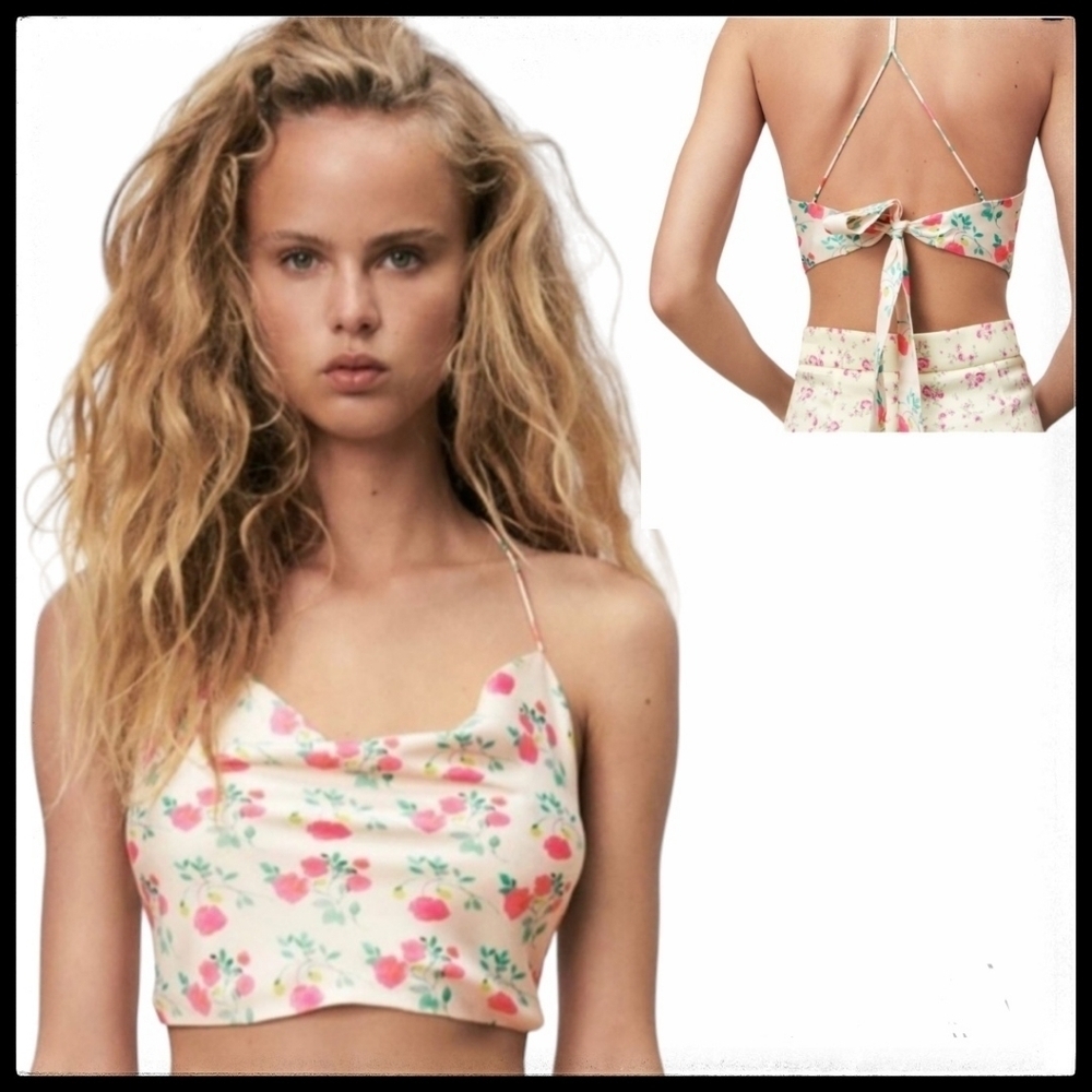 ⭐️3/$25⭐️ NWT Zara Floral Print Strappy Crop Top
